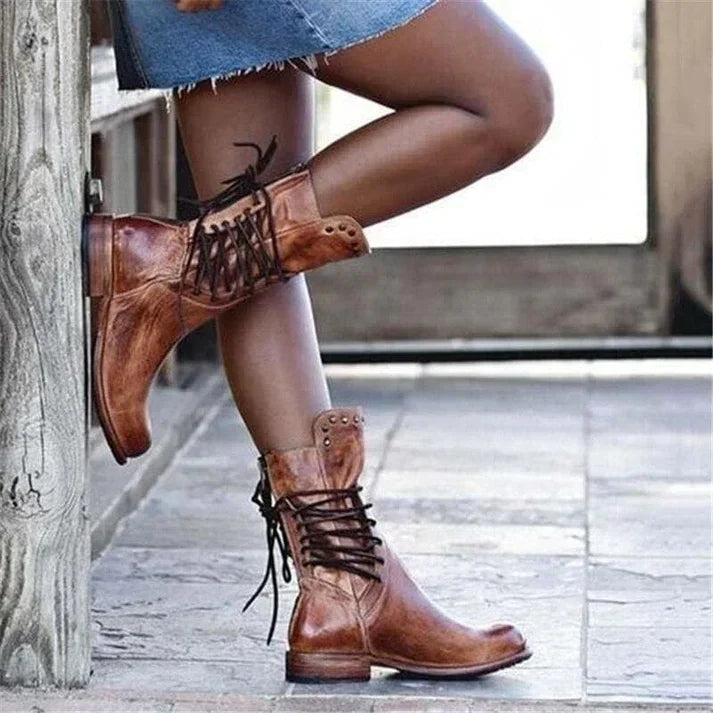 Lacey - Stylish Leather Boots With Laces