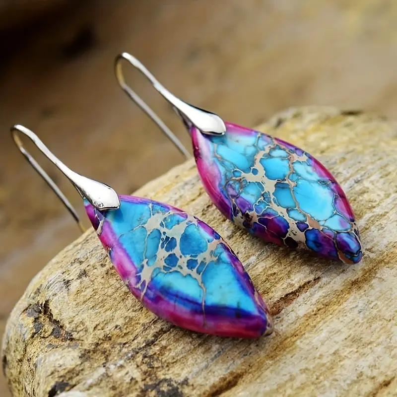 Lilith – Vintage Natural Oval Stone Earrings