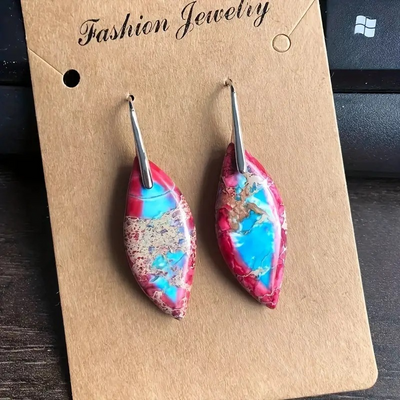 Lilith – Vintage Natural Oval Stone Earrings