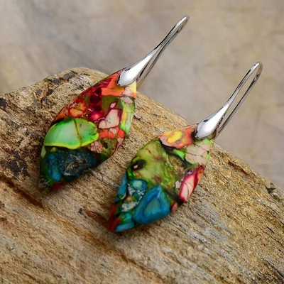 Lilith – Vintage Natural Oval Stone Earrings