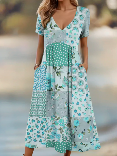ROSA - PATCHWORK MIDI DRESS