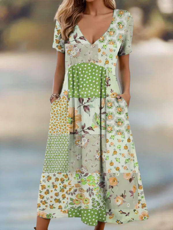 ROSA - PATCHWORK MIDI DRESS