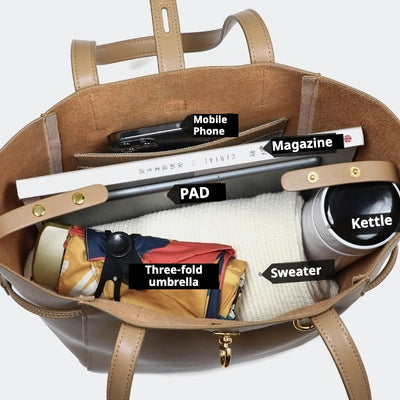 Becky - Genuine Leather Vintage Lock Buckle Tote Bag