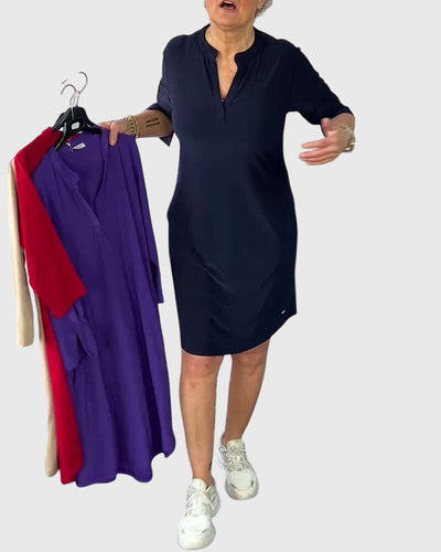 Katherine - Solid V-Neck Dress