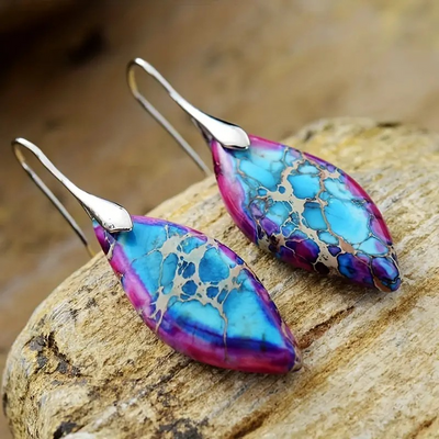 Lilith – Vintage Natural Oval Stone Earrings