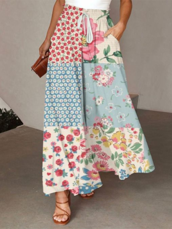 ELIZA - FLORAL PATCHWORK MAXI SKIRT