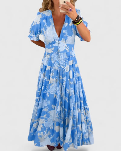 Minelda - Elegant Floral V-neck Dress