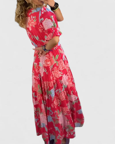 Minelda - Elegant Floral V-neck Dress