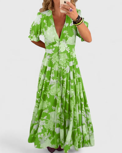 Minelda - Elegant Floral V-neck Dress