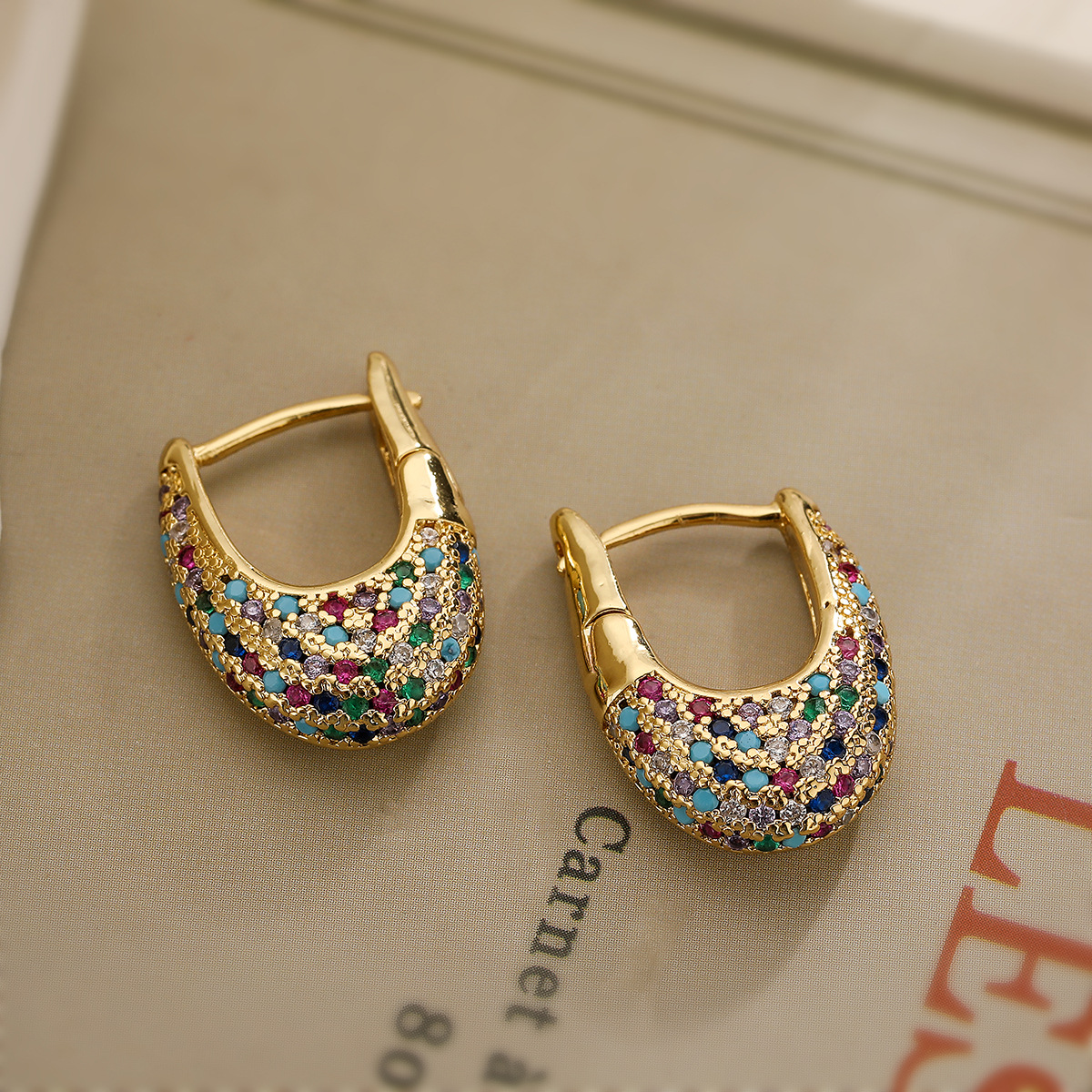 Cambria – Elegant Colorful Inlaid Crystals Earrings