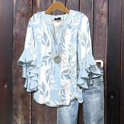 Zoe - Casual Blouse with Leaf Print