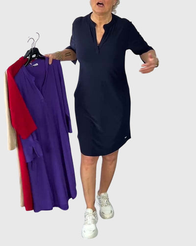 Katherine - Solid V-Neck Dress