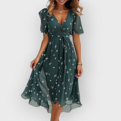 Daisy - Stylish V-Neck Floral Midi Dress