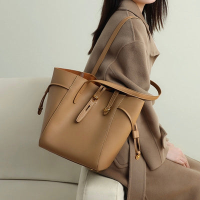 Becky - Genuine Leather Vintage Lock Buckle Tote Bag