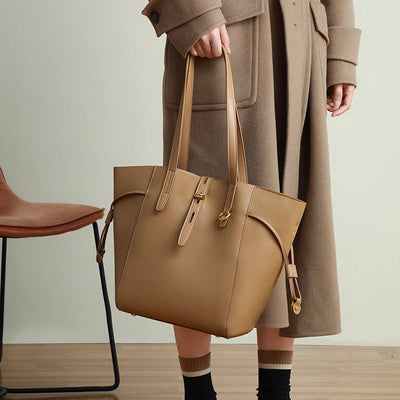 Becky - Genuine Leather Vintage Lock Buckle Tote Bag