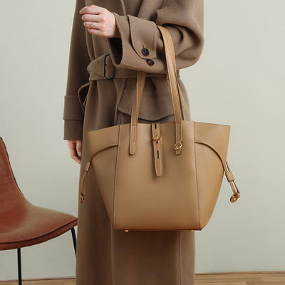 Becky - Genuine Leather Vintage Lock Buckle Tote Bag