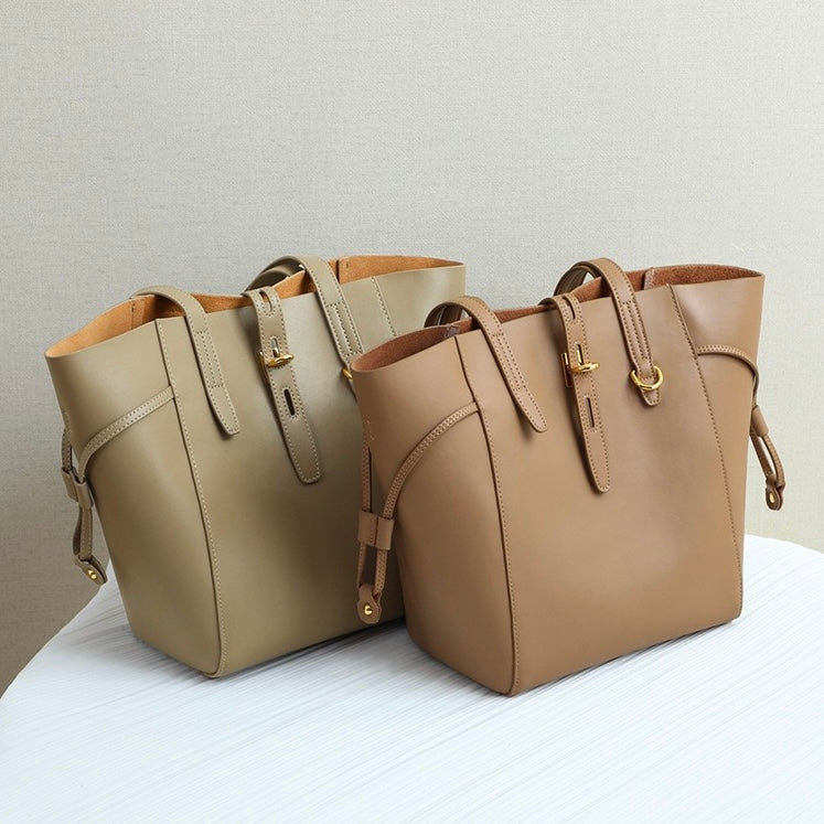 Becky - Genuine Leather Vintage Lock Buckle Tote Bag
