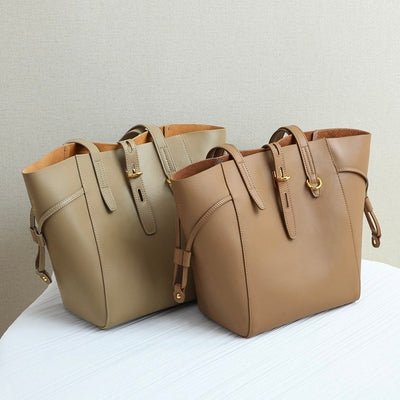 Becky - Genuine Leather Vintage Lock Buckle Tote Bag