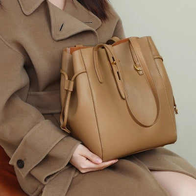 Becky - Genuine Leather Vintage Lock Buckle Tote Bag