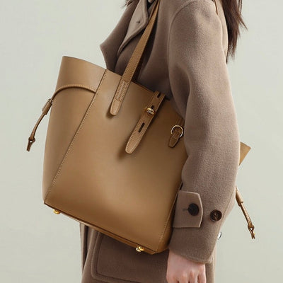 Becky - Genuine Leather Vintage Lock Buckle Tote Bag