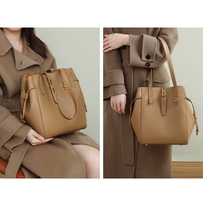 Becky - Genuine Leather Vintage Lock Buckle Tote Bag