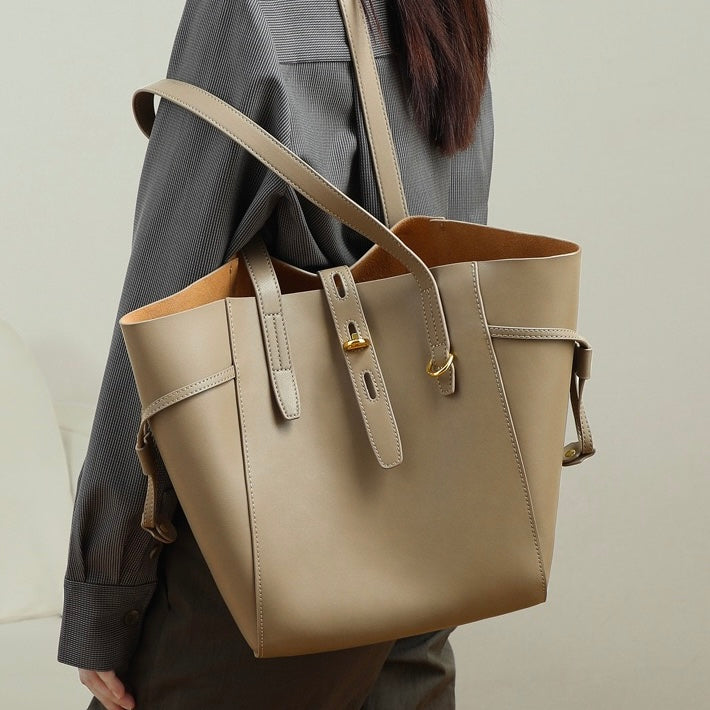 Becky - Genuine Leather Vintage Lock Buckle Tote Bag