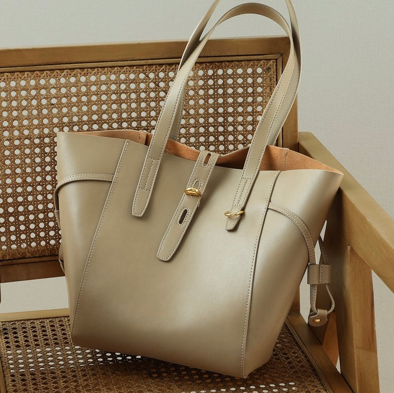 Becky - Genuine Leather Vintage Lock Buckle Tote Bag
