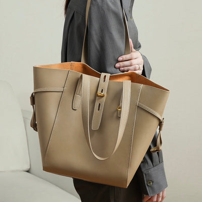 Becky - Genuine Leather Vintage Lock Buckle Tote Bag