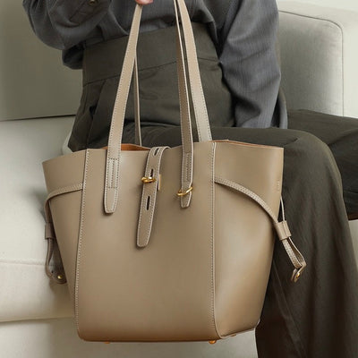 Becky - Genuine Leather Vintage Lock Buckle Tote Bag