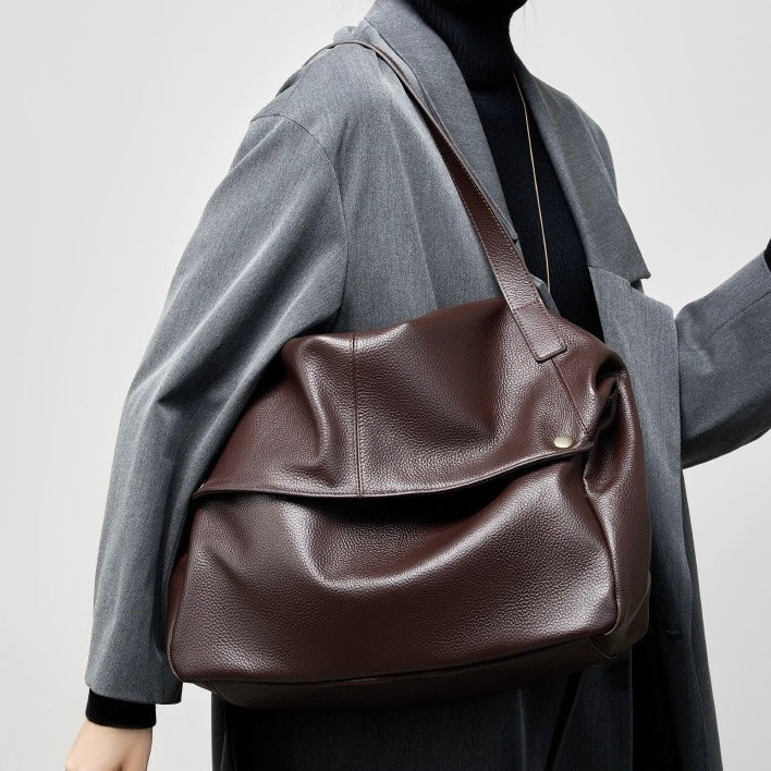 Lily - Retro Genuine Leather Soft Minimalist Tote Bag