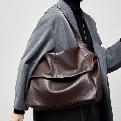 Lily - Retro Genuine Leather Soft Minimalist Tote Bag