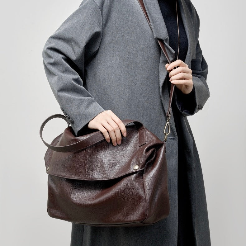Lily - Retro Genuine Leather Soft Minimalist Tote Bag