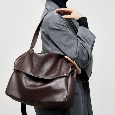 Lily - Retro Genuine Leather Soft Minimalist Tote Bag