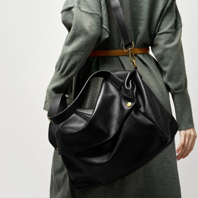 Lily - Retro Genuine Leather Soft Minimalist Tote Bag