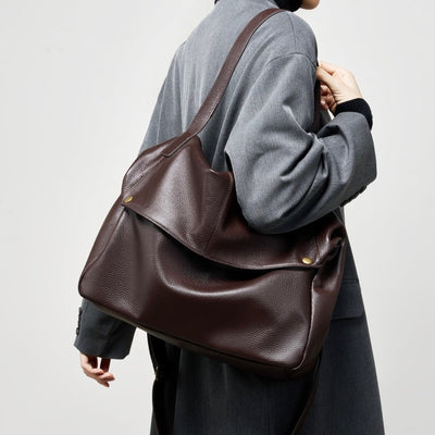 Lily - Retro Genuine Leather Soft Minimalist Tote Bag