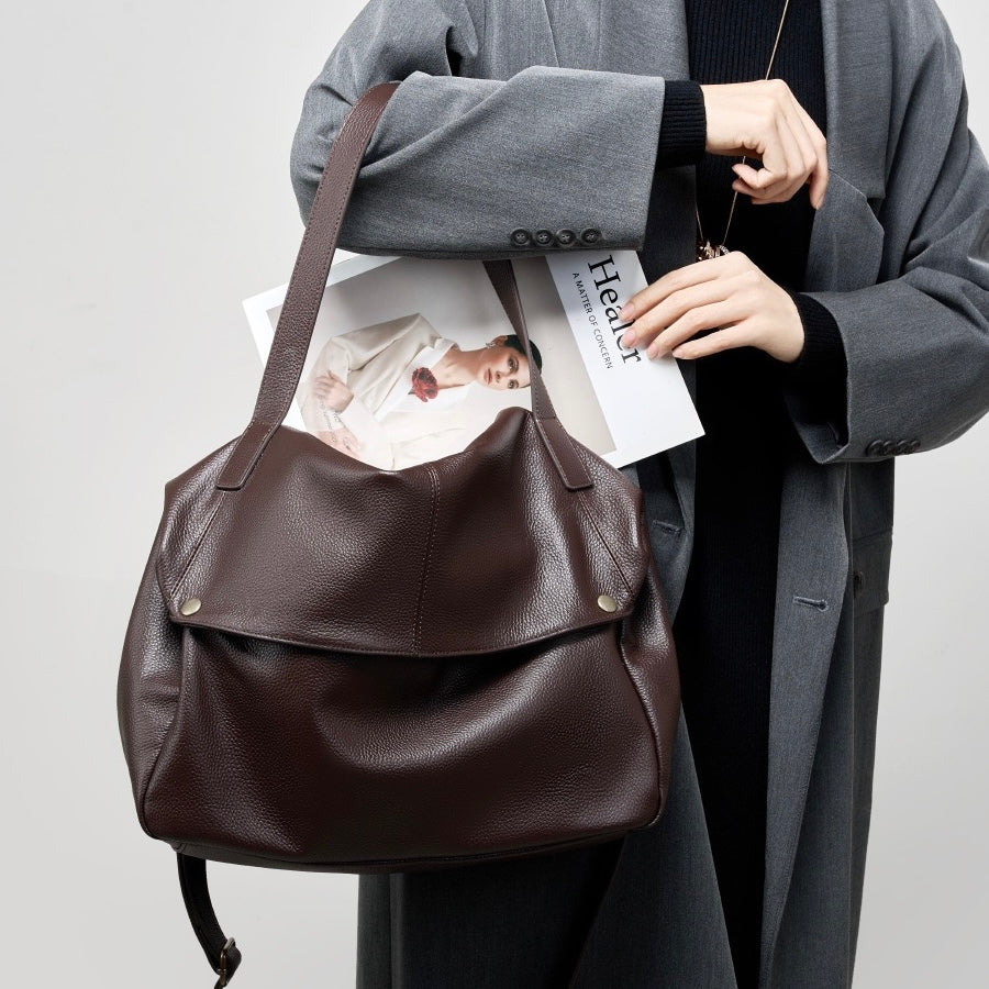 Lily - Retro Genuine Leather Soft Minimalist Tote Bag