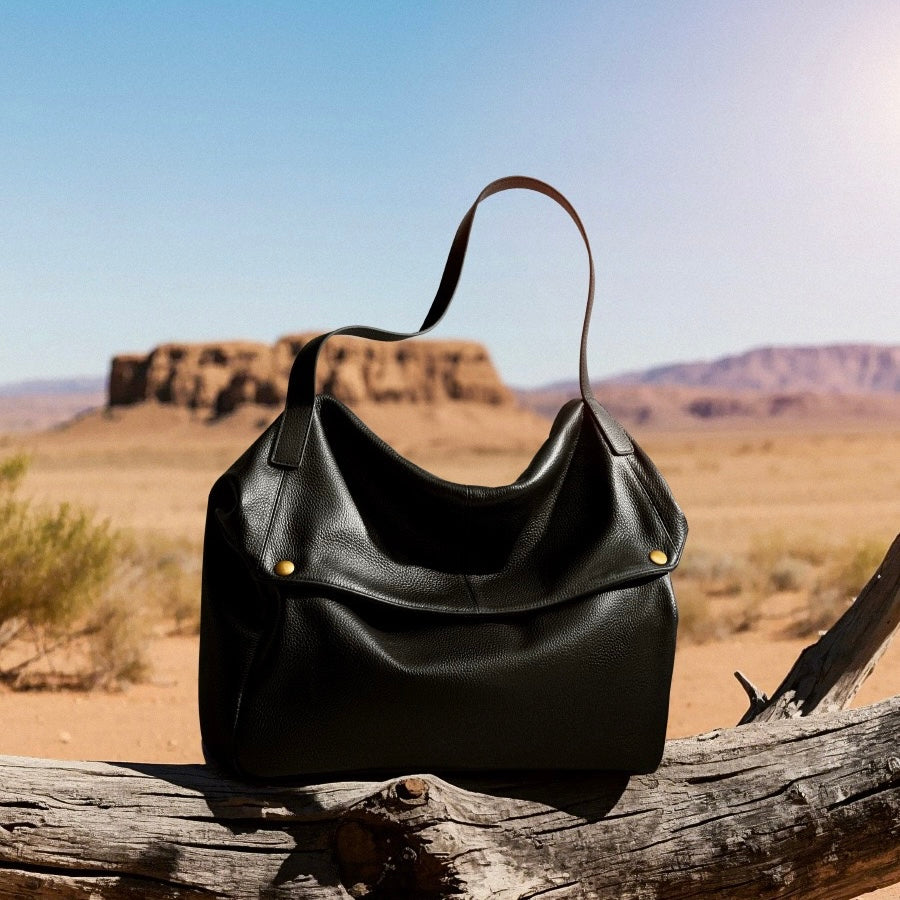 Lily - Retro Genuine Leather Soft Minimalist Tote Bag