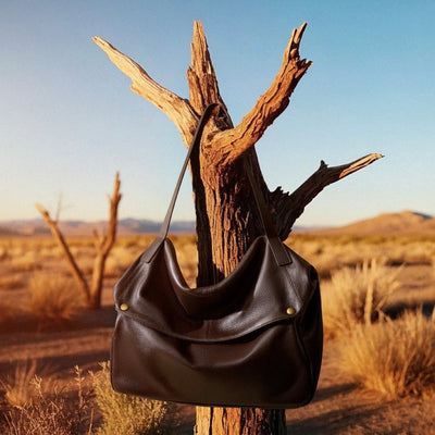 Lily - Retro Genuine Leather Soft Minimalist Tote Bag
