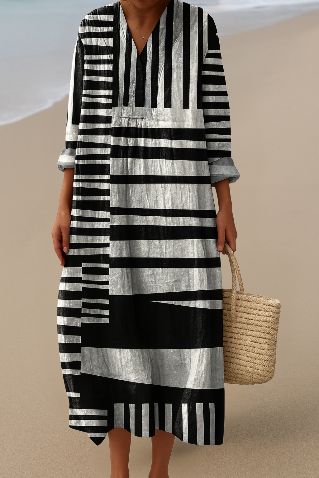 Allegra - Monochrome Maxi Dress  Bold Contrast, Simple Sophistication