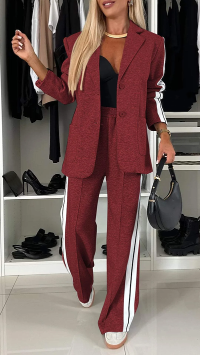 Sophia - Lapel Collar Top & Pants Set
