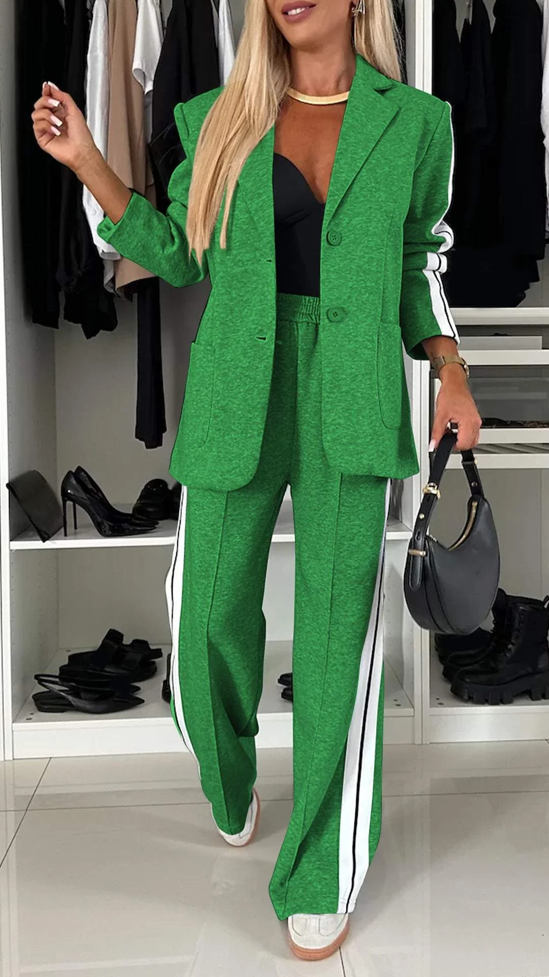 Sophia - Lapel Collar Top & Pants Set