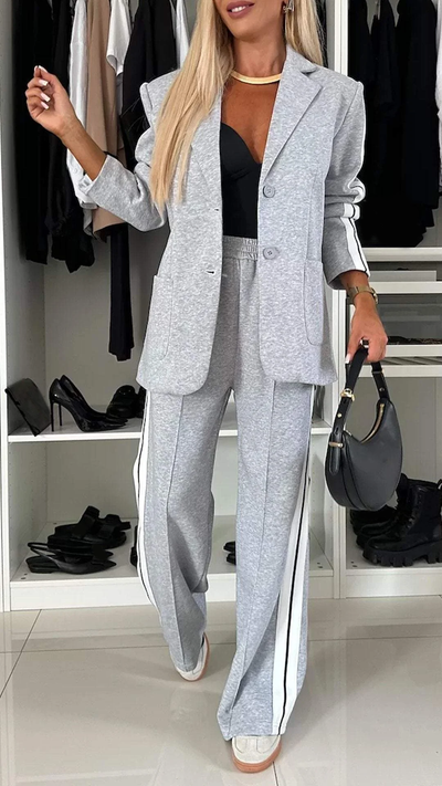 Sophia - Lapel Collar Top & Pants Set
