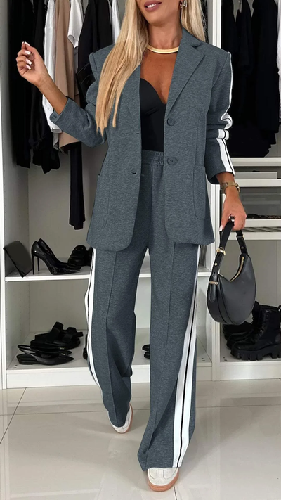 Sophia - Lapel Collar Top & Pants Set