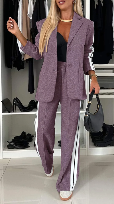 Sophia - Lapel Collar Top & Pants Set