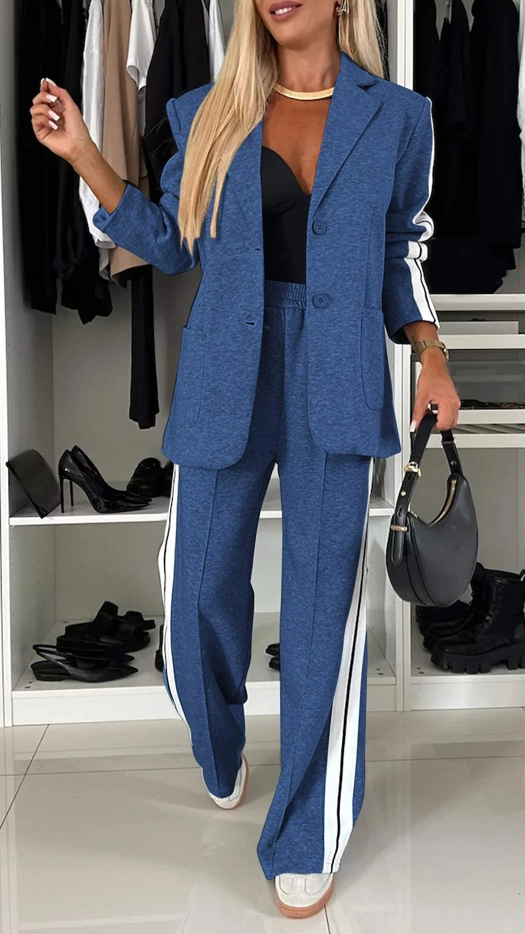Sophia - Lapel Collar Top & Pants Set