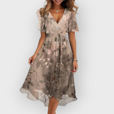 Daisy - Stylish V-Neck Floral Midi Dress