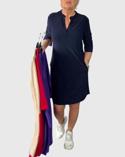 Katherine - Solid V-Neck Dress