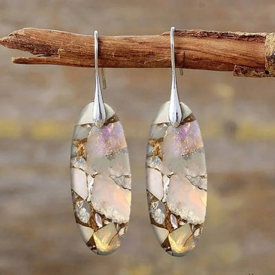 Lilith – Vintage Natural Oval Stone Earrings